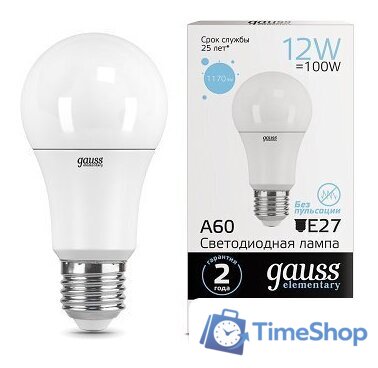 Светодиодная лампочка Gauss Elementary A60 E27 12Вт 1170lm 6500K 23232 (10 шт) - Изображение №1 — Интернет-магазин Time-Shop