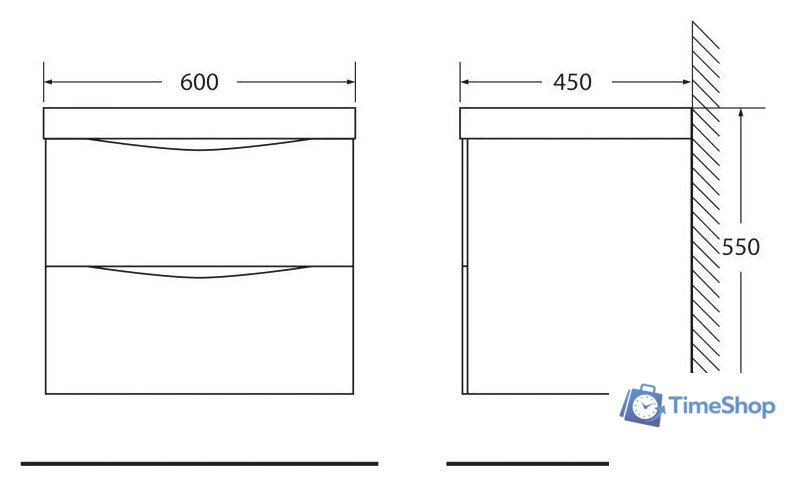  BelBagno Тумба под умывальник Marino-600-2C-SO-BL-P (bianco lucido) - Изображение №4 — Интернет-магазин Time-Shop