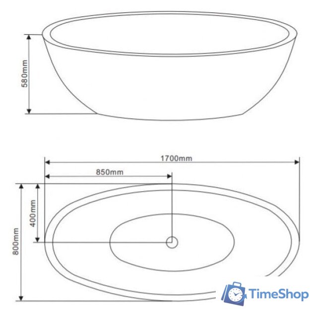 Ванна Grossman GR-1701 170x80 (с каркасом и сифоном) - Изображение №2 — Интернет-магазин Time-Shop