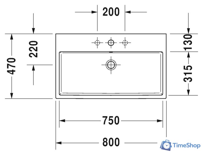 Умывальник Duravit Vero Air 80 2350800000 - Изображение №3 — Интернет-магазин Time-Shop