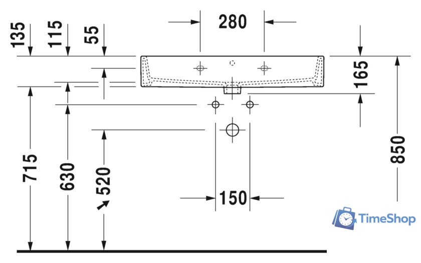 Умывальник Duravit Vero Air 80 2350800000 - Изображение №2 — Интернет-магазин Time-Shop