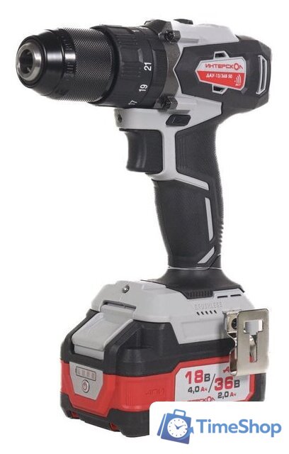 Ударная дрель-шуруповерт Интерскол ДАУ-13/36В 50 850.2.2.70 (с 2-мя АКБ, кейс) - Изображение №1 — Интернет-магазин Time-Shop
