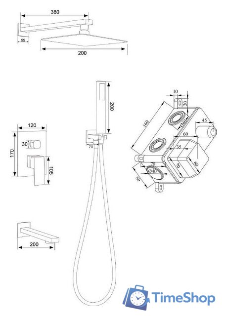 Душевая система  РМС SUS129BL-2S - Изображение №4 — Интернет-магазин Time-Shop