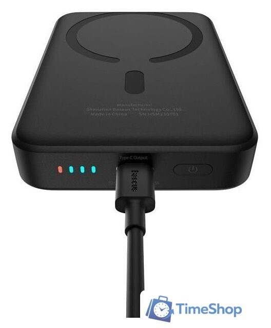 Внешний аккумулятор Baseus Magnetic Mini Air Wireless Fast Charge Power Bank 20W 10000mAh (черный) - Изображение №8 — Интернет-магазин Time-Shop