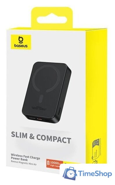 Внешний аккумулятор Baseus Magnetic Mini Air Wireless Fast Charge Power Bank 20W 10000mAh (черный) - Изображение №19 — Интернет-магазин Time-Shop