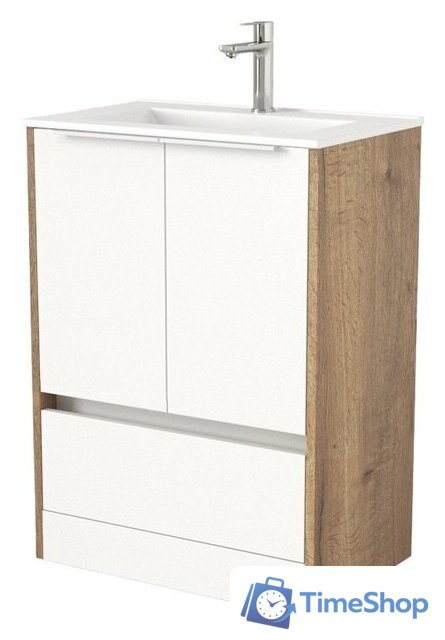  Дабер Тумба под умывальник 017 60 Т17.6.0.21Б (дуб галифакс/белый/ручка белая) - Изображение №1 — Интернет-магазин Time-Shop