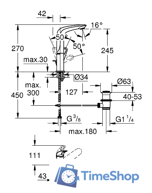 Смеситель Grohe Eurostyle 23569LS3 - Изображение №2 — Интернет-магазин Time-Shop