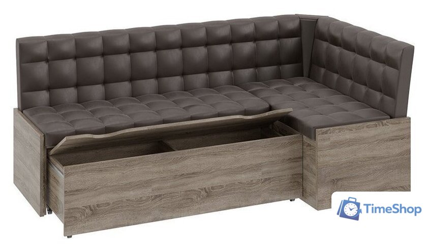 Угловой диван Трия Форест угловой (дуб сонома трюфель/кожзам коричневый) - Изображение №3 — Интернет-магазин Time-Shop