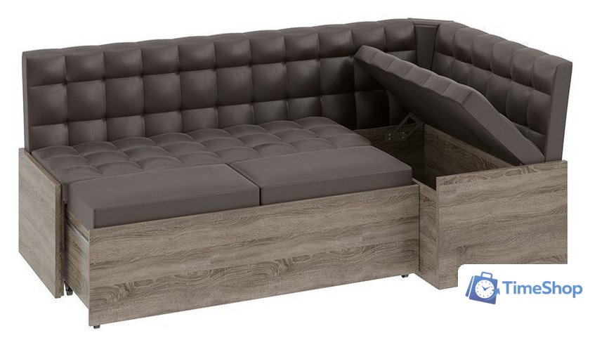 Угловой диван Трия Форест угловой (дуб сонома трюфель/кожзам коричневый) - Изображение №4 — Интернет-магазин Time-Shop