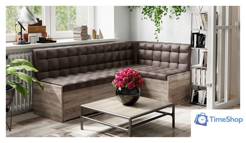 Угловой диван Трия Форест угловой (дуб сонома трюфель/кожзам коричневый) - Изображение №5 — Интернет-магазин Time-Shop