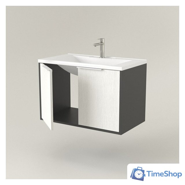  Дабер Тумба под умывальник 018 Andrea Elen 80 Т18.8А.0.20Б (белый древесный/серый/ручка белая) - Изображение №3 — Интернет-магазин Time-Shop