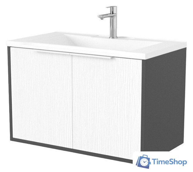  Дабер Тумба под умывальник 018 Andrea Elen 80 Т18.8А.0.20Б (белый древесный/серый/ручка белая) - Изображение №1 — Интернет-магазин Time-Shop