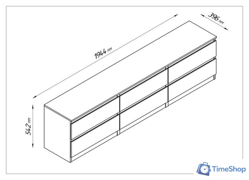 Тумба Mio Tesoro Кастор 6 ящиков 2.03.03.110.1 (белый) - Изображение №4 — Интернет-магазин Time-Shop