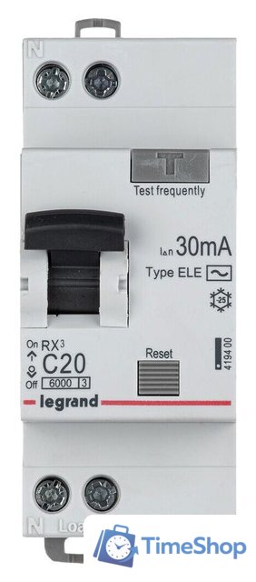 Дифференциальный автомат Legrand RX3 1P+N C 20А 30мА 6кА 2М AC 419400 - Изображение №1 — Интернет-магазин Time-Shop