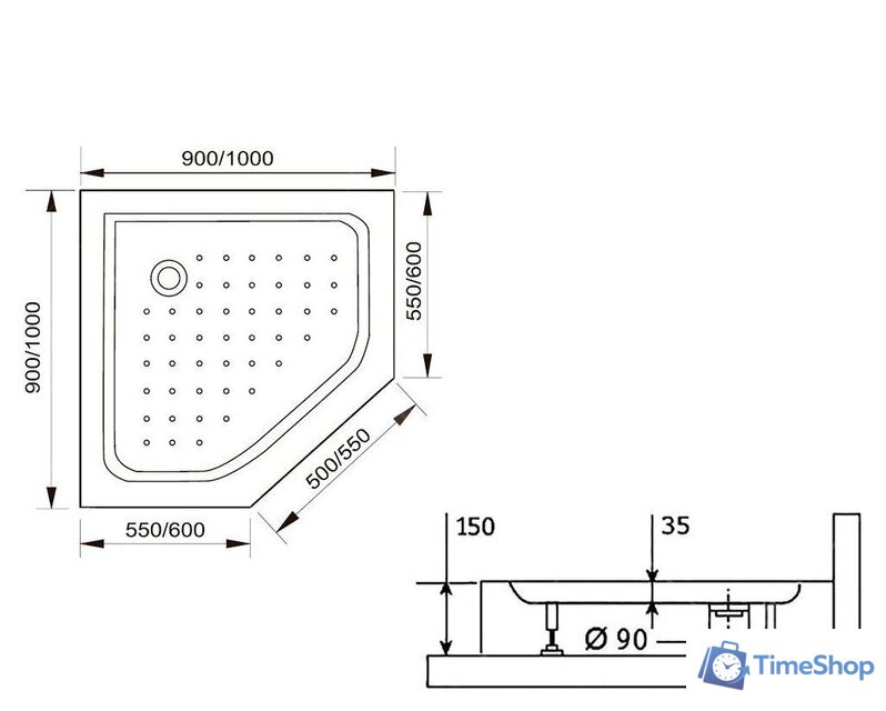 Душевой поддон RGW LUX/TN-TR 16180500-41 100x100 - Изображение №2 — Интернет-магазин Time-Shop