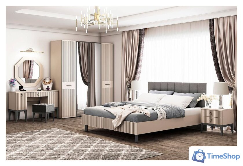 Кровать Ангстрем Хилтон спальня ХТ-800.26 исп.22 (Д2, кашемир серый) - Изображение №3 — Интернет-магазин Time-Shop