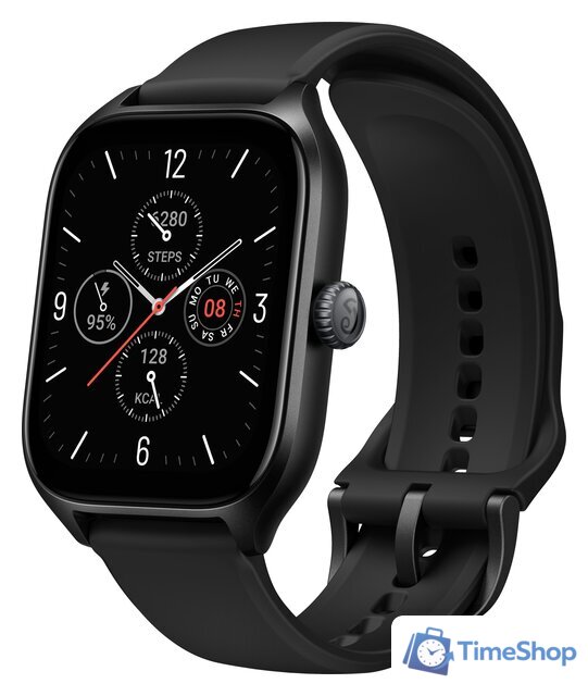 Умные часы Amazfit GTS 4 (черный, с черным ремешком из фторэластомера) - Изображение №1 — Интернет-магазин Time-Shop