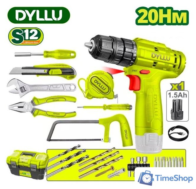 Дрель-шуруповерт Dyllu DTDT1B77 (с 1-им АКБ, ящик) - Изображение №1 — Интернет-магазин Time-Shop