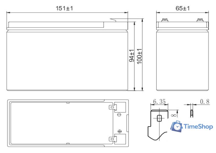 Аккумулятор для ИБП Delta HR 12-34W (12В/9 А·ч) - Изображение №2 — Интернет-магазин Time-Shop