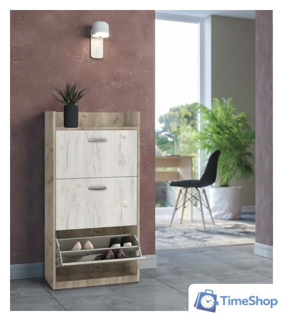 Тумба для обуви Артём-Мебель СН-100.07 (дуб крафт белый/дуб крафт серый) - Изображение №1 — Интернет-магазин Time-Shop