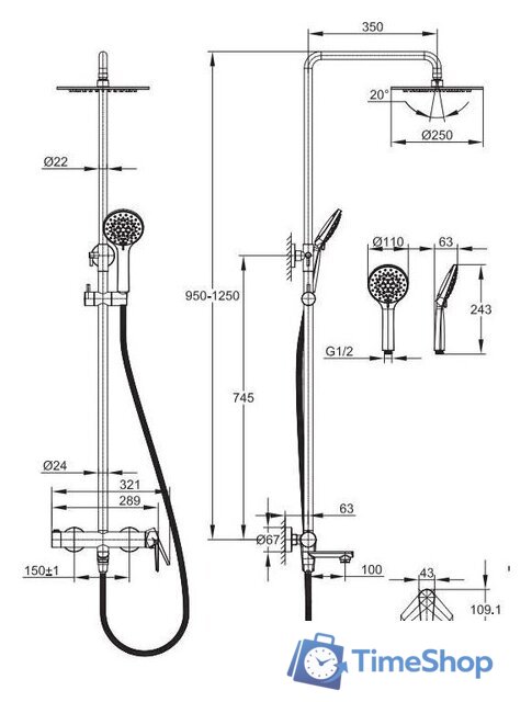 Душевая система  Cersanit Moduo 64088 - Изображение №10 — Интернет-магазин Time-Shop