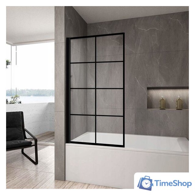 Стеклянная шторка для ванны Rea Lagos-1 70 (черный/прозрачное стекло) - Изображение №3 — Интернет-магазин Time-Shop