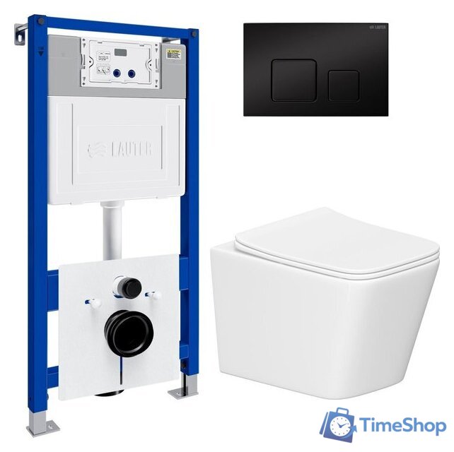 Унитаз подвесной Lauter Square 214903 с кнопкой 219704F (квадратная, черный) - Изображение №2 — Интернет-магазин Time-Shop