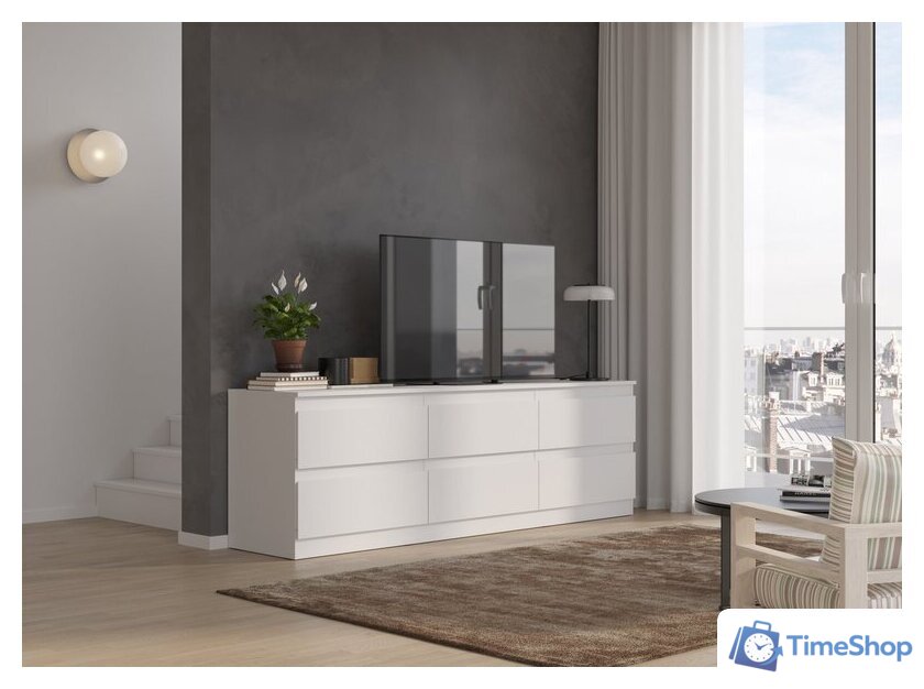 Комод НК-Мебель Stern ТВ-6Я 190 72677770 (белый) - Изображение №3 — Интернет-магазин Time-Shop