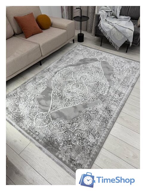 Ковер для жилой комнаты Radjab Carpet Афина Прямоугольник 9017A 12896RK (1.6x3, Grey/Cream) - Изображение №2 — Интернет-магазин Time-Shop