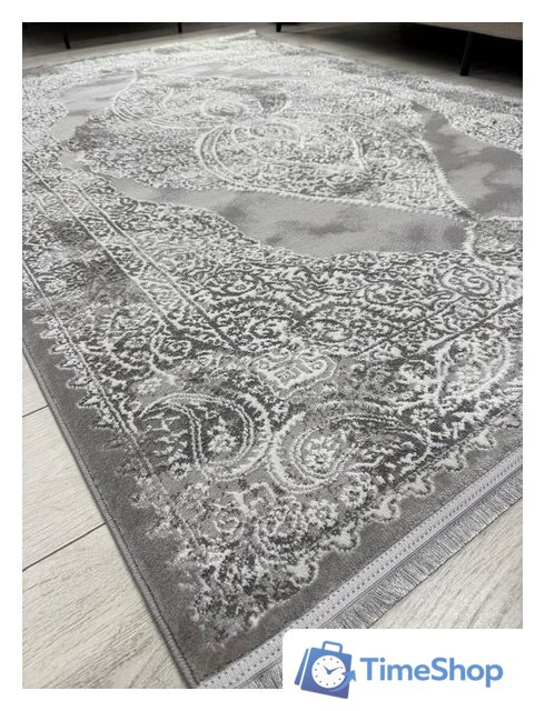 Ковер для жилой комнаты Radjab Carpet Афина Прямоугольник 9017A 12896RK (1.6x3, Grey/Cream) - Изображение №6 — Интернет-магазин Time-Shop