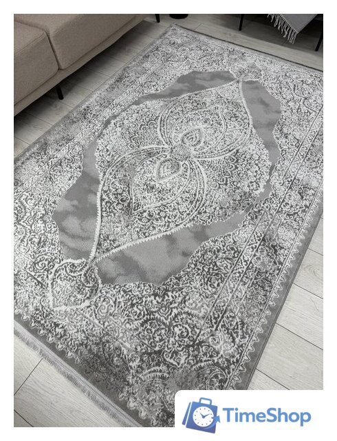 Ковер для жилой комнаты Radjab Carpet Афина Прямоугольник 9017A 12896RK (1.6x3, Grey/Cream) - Изображение №4 — Интернет-магазин Time-Shop