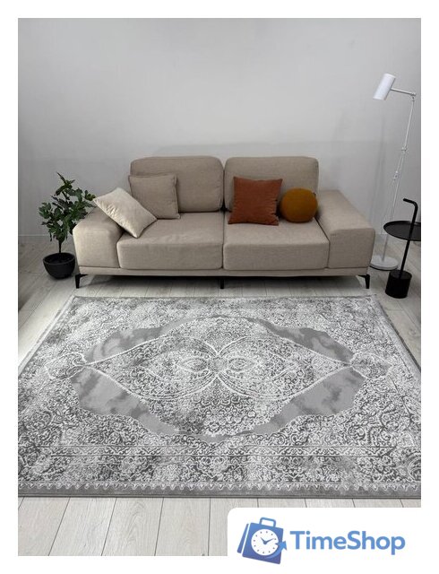 Ковер для жилой комнаты Radjab Carpet Афина Прямоугольник 9017A 12896RK (1.6x3, Grey/Cream) - Изображение №5 — Интернет-магазин Time-Shop