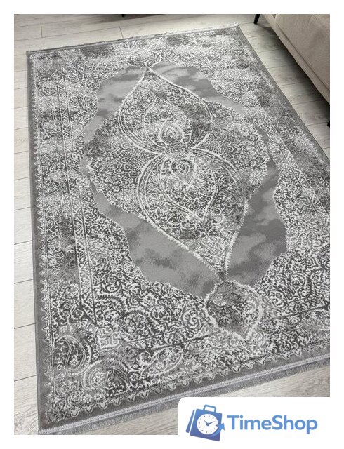 Ковер для жилой комнаты Radjab Carpet Афина Прямоугольник 9017A 12896RK (1.6x3, Grey/Cream) - Изображение №3 — Интернет-магазин Time-Shop