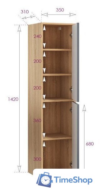  Onika Шкаф-полупенал Дайлер 35 403569 (графит/дуб сонома) - Изображение №8 — Интернет-магазин Time-Shop