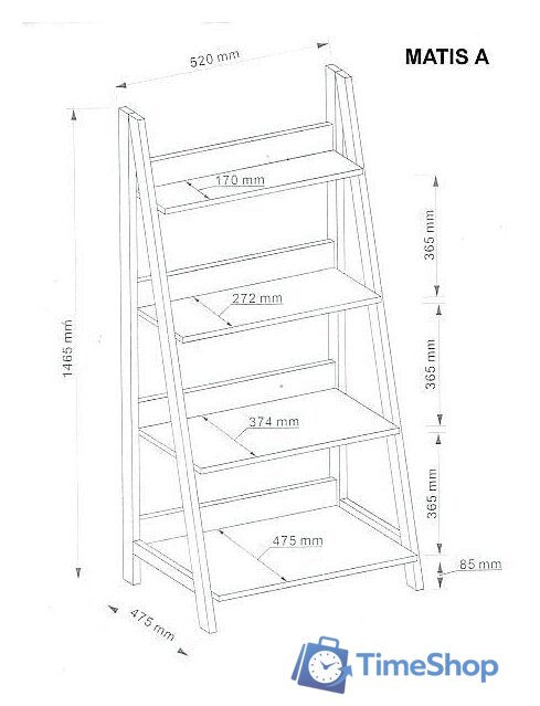 Стеллаж Signal Matis A (дуб/темно-коричневый) - Изображение №7 — Интернет-магазин Time-Shop