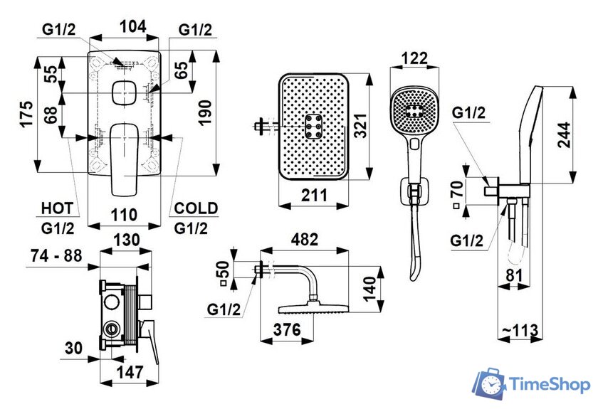 Душевая система  KFA Armatura Malaga KFA452950131 - Изображение №2 — Интернет-магазин Time-Shop