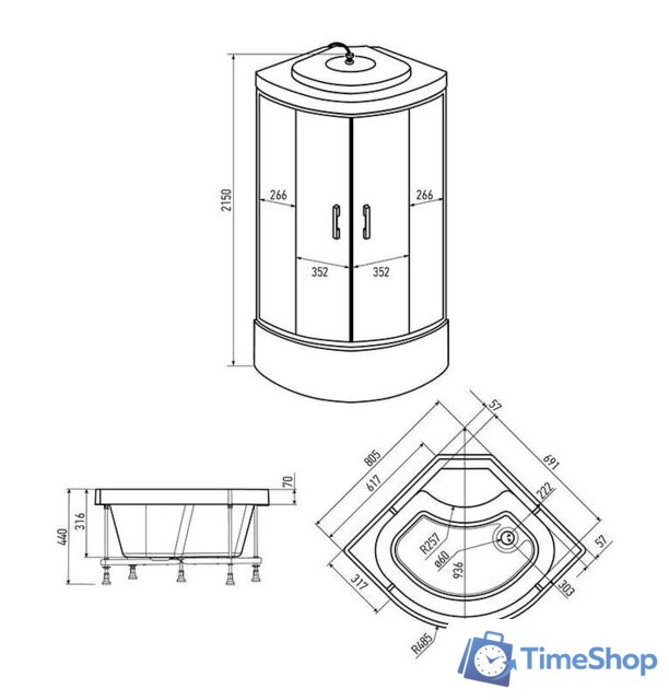 Душевая кабина Erlit ER3508TP-C3-RUS 80x80 - Изображение №2 — Интернет-магазин Time-Shop