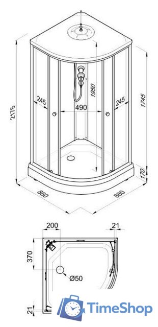 Душевая кабина Triton Нова А 88x88 - Изображение №7 — Интернет-магазин Time-Shop