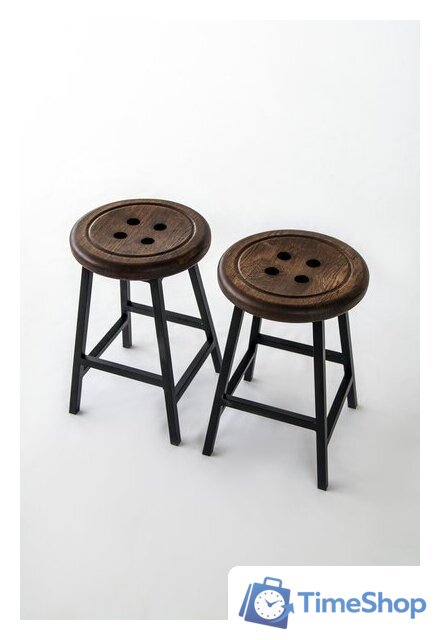 Табурет Stal-Massiv Button-47 (дуб мореный/черный) - Изображение №6 — Интернет-магазин Time-Shop