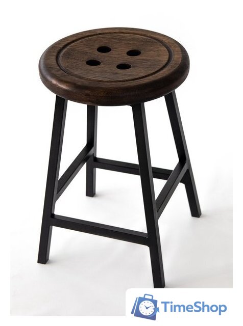 Табурет Stal-Massiv Button-47 (дуб мореный/черный) - Изображение №2 — Интернет-магазин Time-Shop