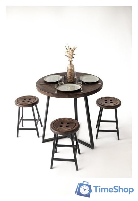 Табурет Stal-Massiv Button-47 (дуб мореный/черный) - Изображение №14 — Интернет-магазин Time-Shop