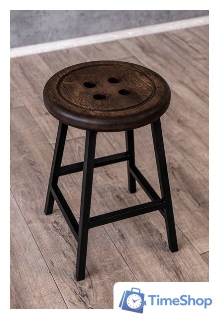 Табурет Stal-Massiv Button-47 (дуб мореный/черный) - Изображение №10 — Интернет-магазин Time-Shop