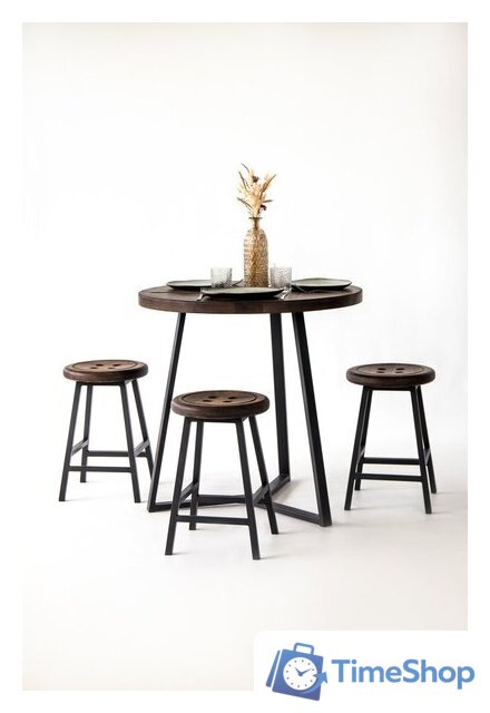 Табурет Stal-Massiv Button-47 (дуб мореный/черный) - Изображение №13 — Интернет-магазин Time-Shop