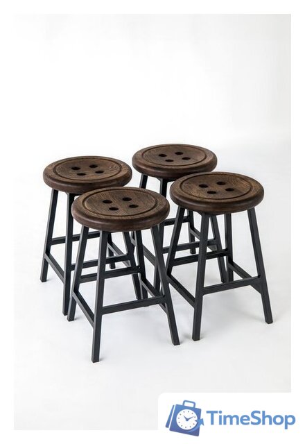 Табурет Stal-Massiv Button-47 (дуб мореный/черный) - Изображение №9 — Интернет-магазин Time-Shop