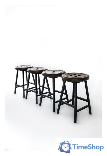 Табурет Stal-Massiv Button-47 (дуб мореный/черный) - Изображение №7 — Интернет-магазин Time-Shop