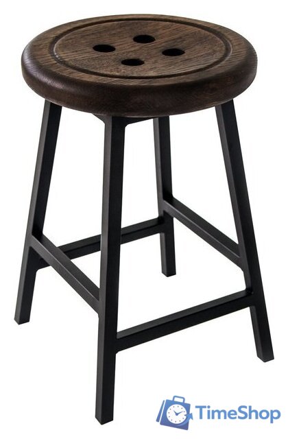 Табурет Stal-Massiv Button-47 (дуб мореный/черный) - Изображение №1 — Интернет-магазин Time-Shop