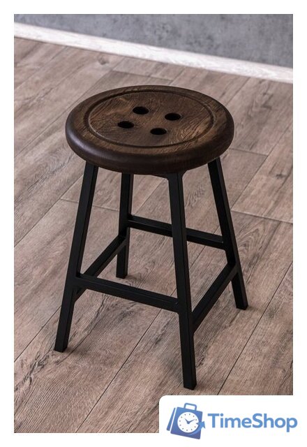 Табурет Stal-Massiv Button-47 (дуб мореный/черный) - Изображение №11 — Интернет-магазин Time-Shop