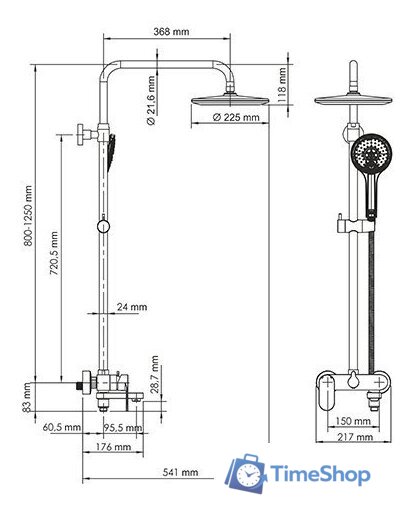 Душевая система  Wasserkraft A17401 - Изображение №2 — Интернет-магазин Time-Shop