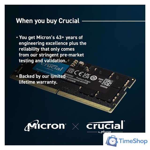 Оперативная память Crucial 2x32ГБ DDR5 SODIMM 4800 МГц CT2K32G48C40S5 - Изображение №3 — Интернет-магазин Time-Shop