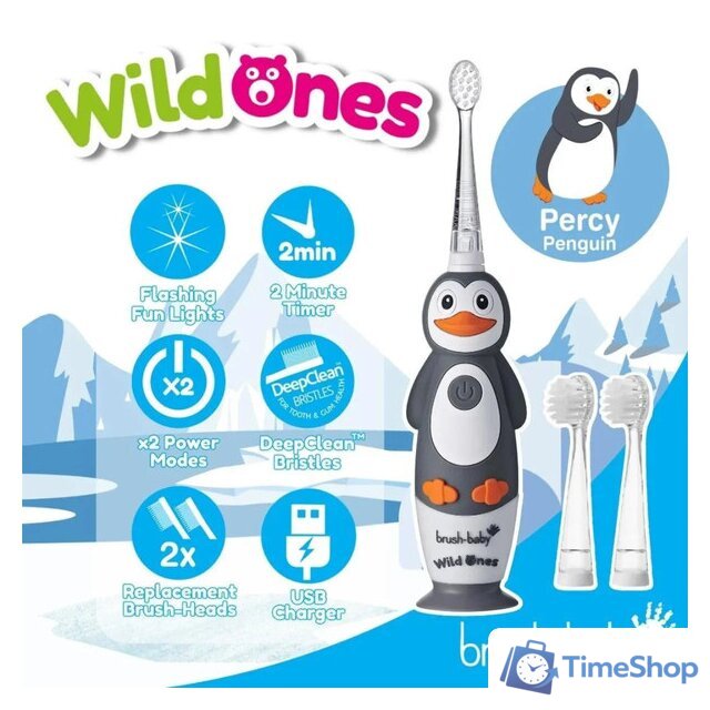 Электрическая зубная щетка Brush-Baby WildOnes Penguin - Изображение №3 — Интернет-магазин Time-Shop